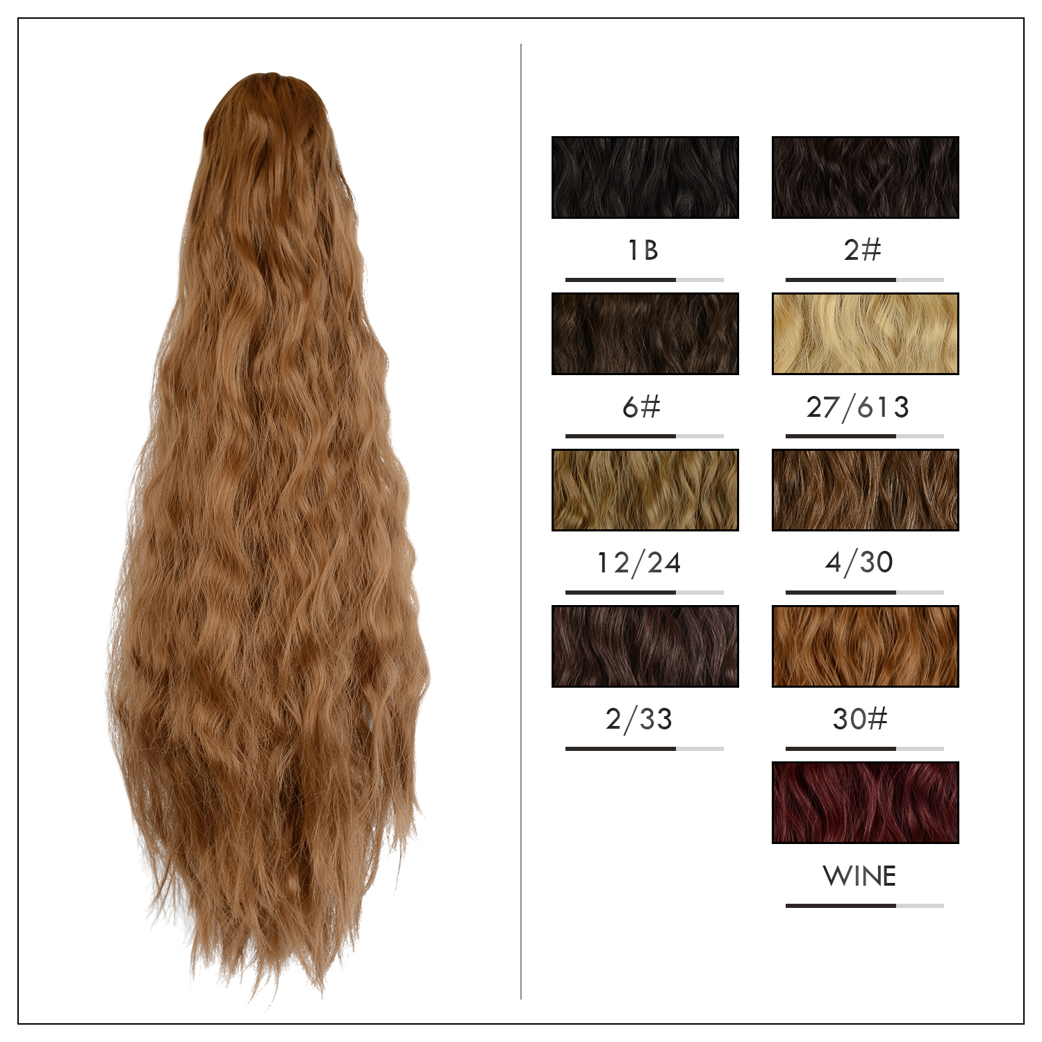 Sofeiyan Claw Clip in Ponytail Hair Extension Synthetic Long Corn Wave 20 Inch Curly Ponytail Hairpiece for Women Daily Party Use, Light Auburn