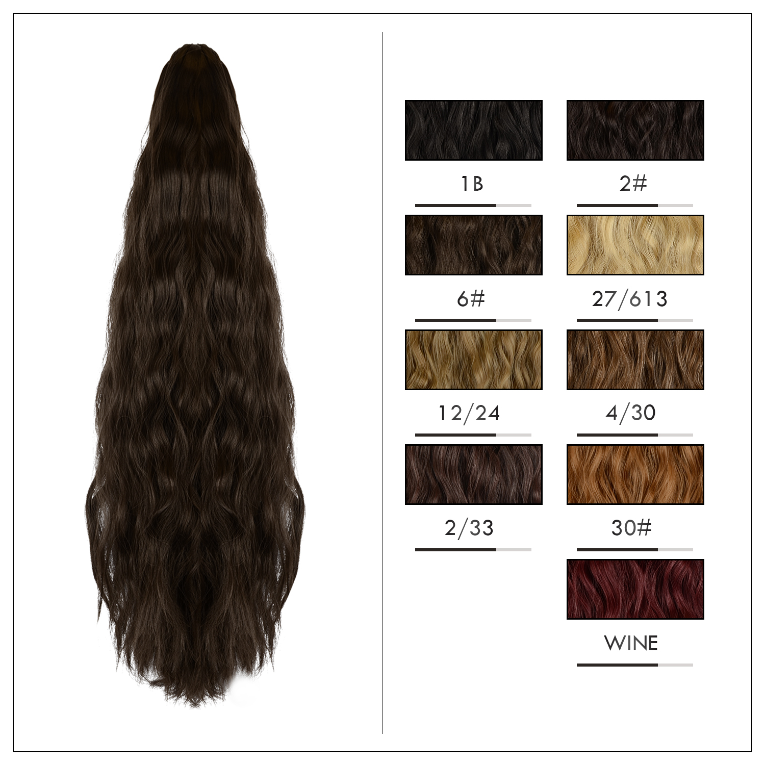 Sofeiyan Claw Clip in Ponytail Hair Extension Synthetic Long Corn Wave 20 Inch Curly Ponytail Hairpiece for Women Daily Party Use, Medium Brown