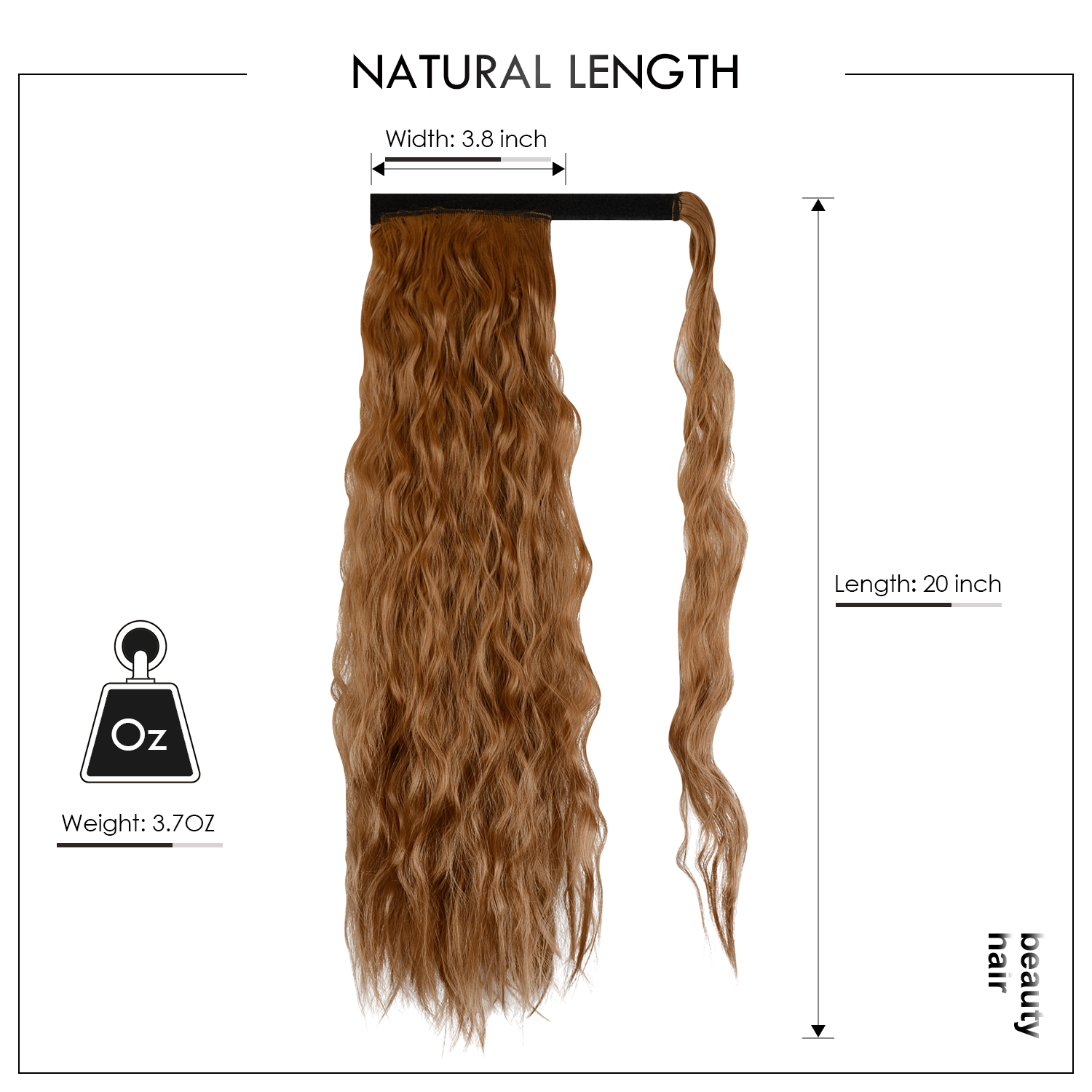 Sofeiyan Ponytail Extension 20 Inch Long Curly Wave Wrap Around Synthetic Clip in Hair Extension for White Black Women Party Daily Use, Light Auburn