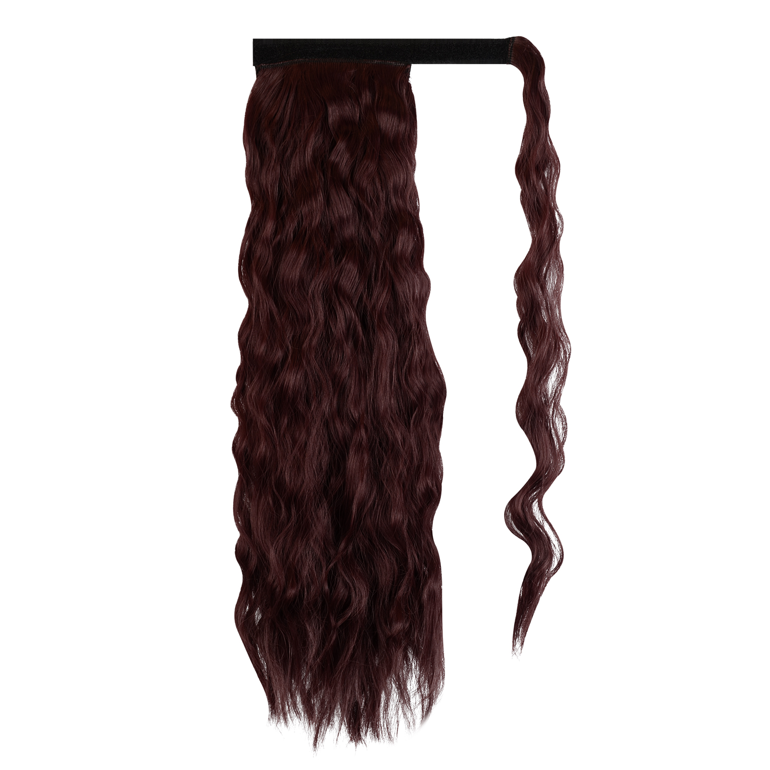 Sofeiyan Ponytail Extension 20 Inch Long Curly Wave Wrap Around Synthetic Clip in Hair Extension for White Black Women Party Daily Use, Wine Red