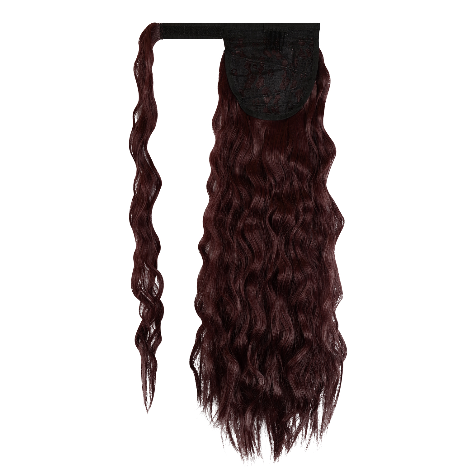 Sofeiyan Ponytail Extension 20 Inch Long Curly Wave Wrap Around Synthetic Clip in Hair Extension for White Black Women Party Daily Use, Wine Red