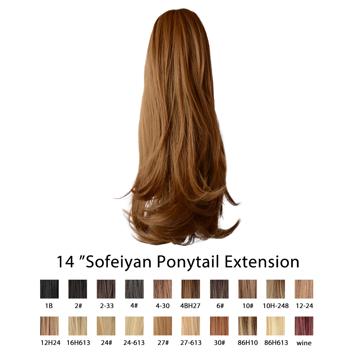 Sofeiyan 14 inch Curly Synthetic Hair Piece Ponytail Extension Drawstring on a Claw Clip Attachment for Women Strawberry Blonde