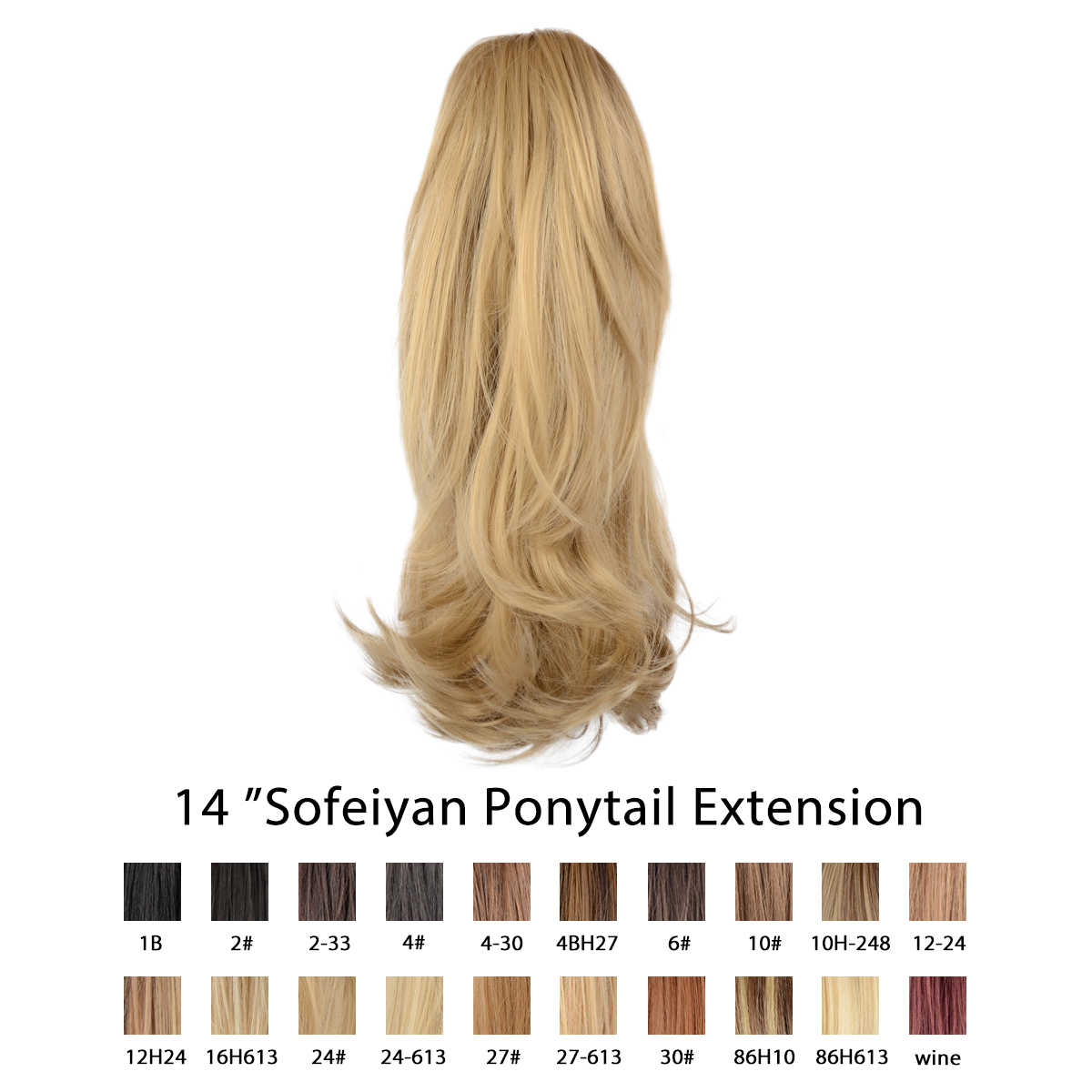 Sofeiyan 14 inch Curly Synthetic Hair Piece Ponytail Extension Drawstring on a Claw Clip Attachment for Women Light Blonde