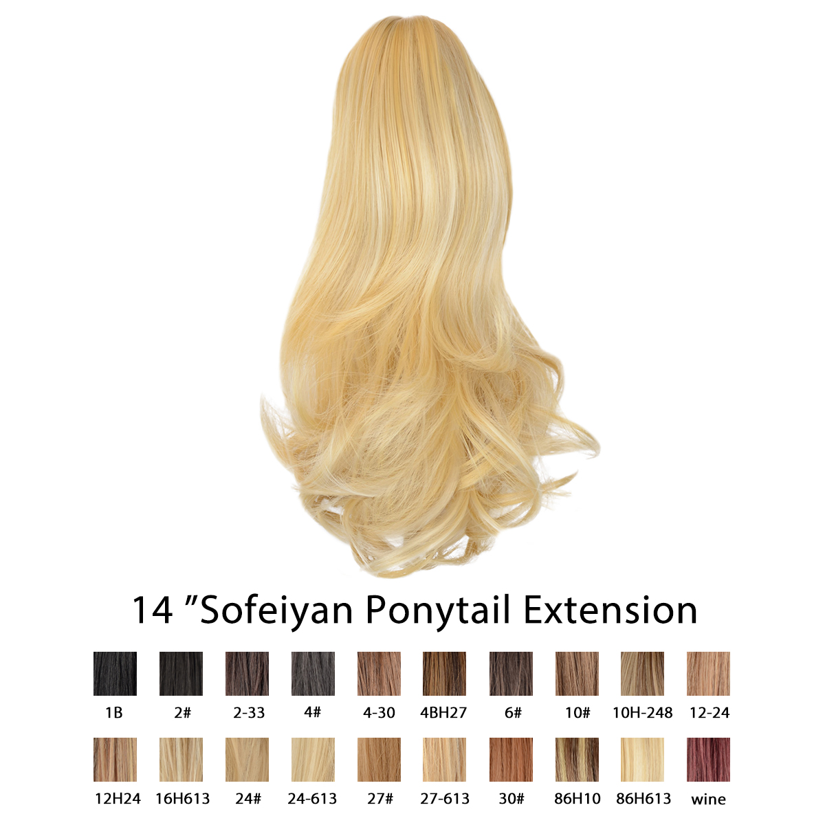 Sofeiyan 14 inch Curly Synthetic Hair Piece Ponytail Extension Drawstring on a Claw Clip Attachment Natural Looking for Women Ash Blonde & Bleach Blonde