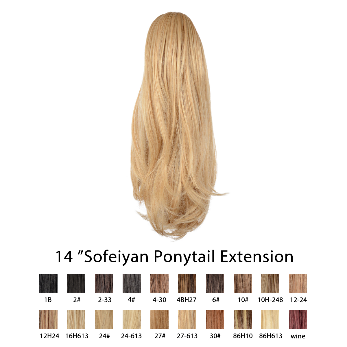 Sofeiyan 14 inch Curly Synthetic Hair Piece Ponytail Extension Drawstring on a Claw Clip Attachment for Women Strawberry Blonde & Bleach Blonde