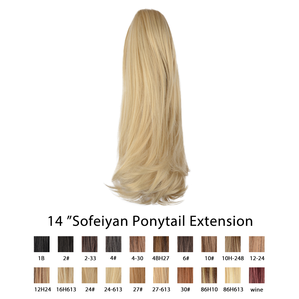 Sofeiyan 14 inch Curly Synthetic Hair Piece Ponytail Extension Drawstring on a Claw Clip Attachment for Women Light Blonde mix Bleach Blonde Evenly